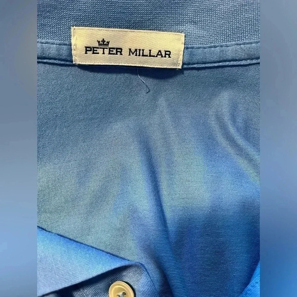 Peter Millar 3-Button Polo Blue Sz Large EUC - Picture 3 of 3